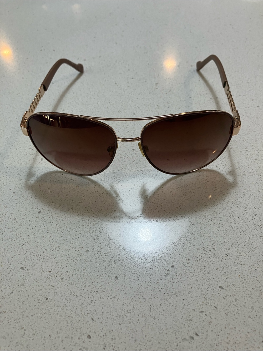 Jessica Simpson Sassy J5359 Gold Frame Aviator Sunglasses with Brown Lenses